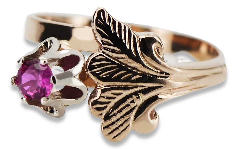 Vintage Amethyst Ring in 14K Rose Gold (vrc169r-am) — full view of the piece