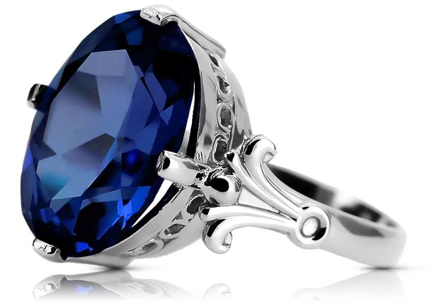 Vintage Sapphire Ring in Sterling Silver (vrc369s-sp)