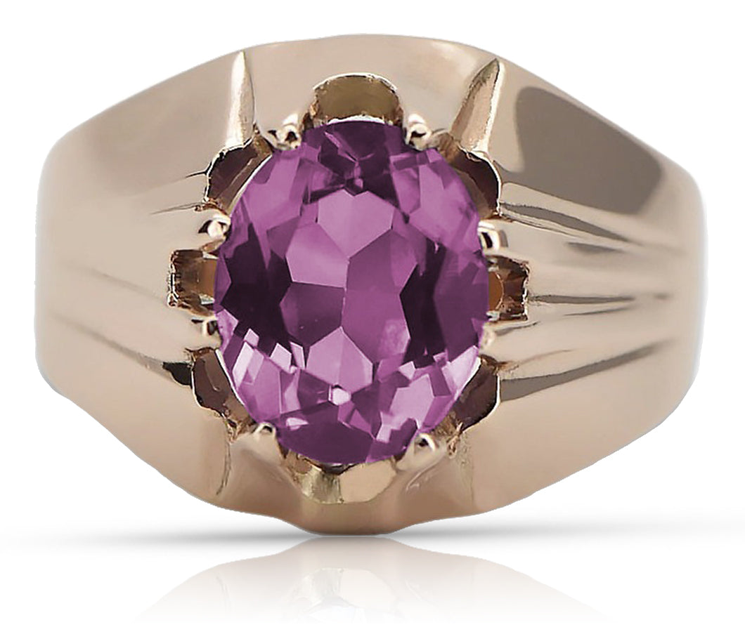 Vintage Amethyst Ring in 14K Rose Gold (vrc016r-am) — side view showing the setting