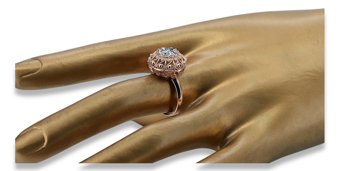 Vintage Zircon Ring in 14K Rose Gold (vrc059r-zi) — close-up of the hallmark on the inner band