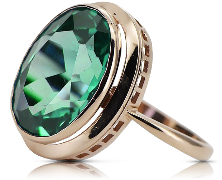 Vintage Emerald Ring in 14K Rose Gold (vrc285r-em) — full view of the piece