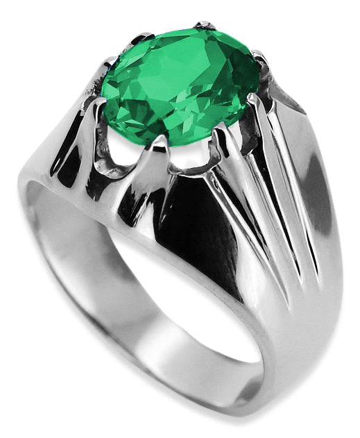 Vintage Emerald Ring in Sterling Silver (vrc016s-em)