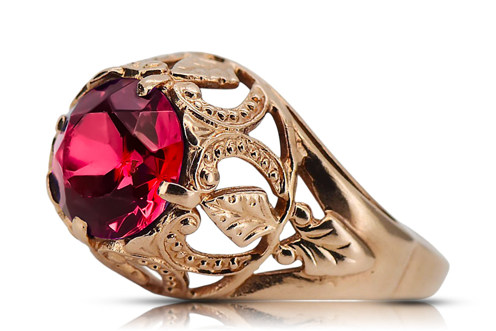 Vintage Ruby Ring in 14K Rose Gold (vrc080r-rb) — back view with the clasp