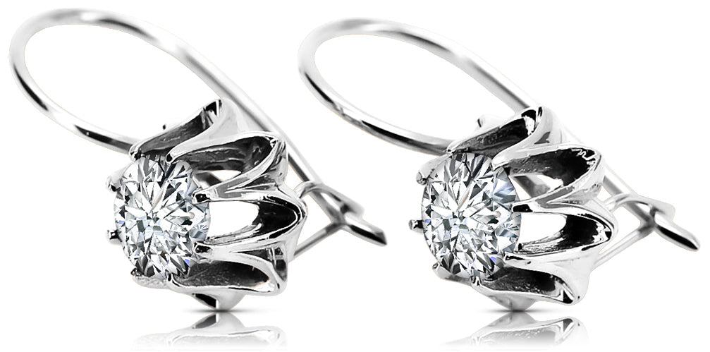 Vintage Zircon Earrings in Sterling Silver (vec092s-zi) — worn on the hand, showing profile