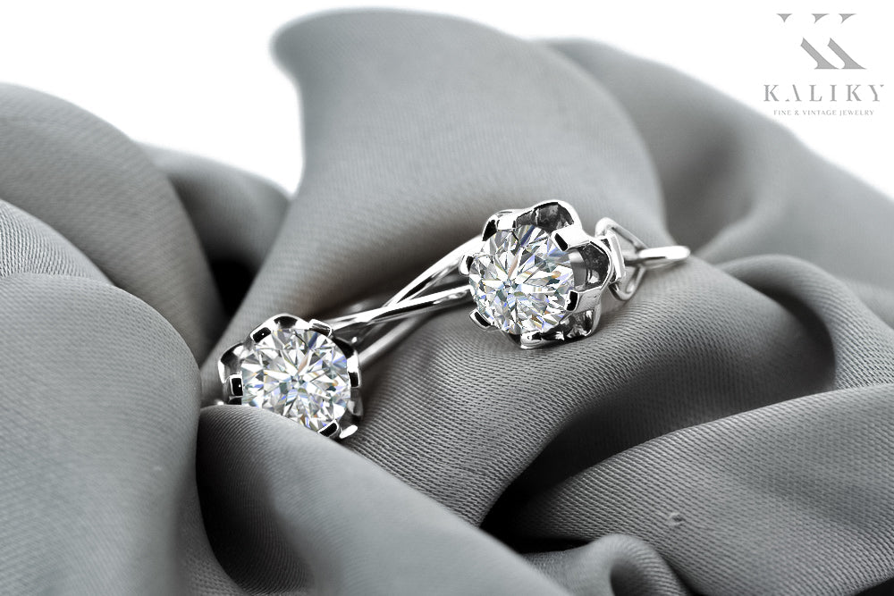 Vintage Zircon Cubic Earrings in Sterling Silver (vec019s-zi) — close-up of the hallmark on the inner band