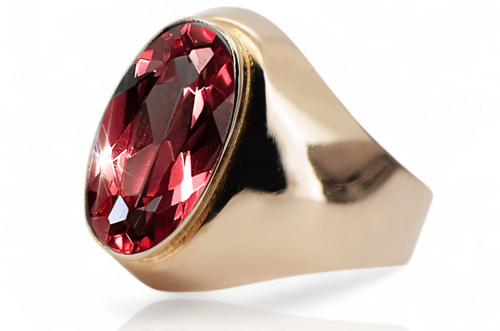 Vintage Ruby Ring in 14K Rose Gold (vrc077r-rb) — worn on the hand, showing profile