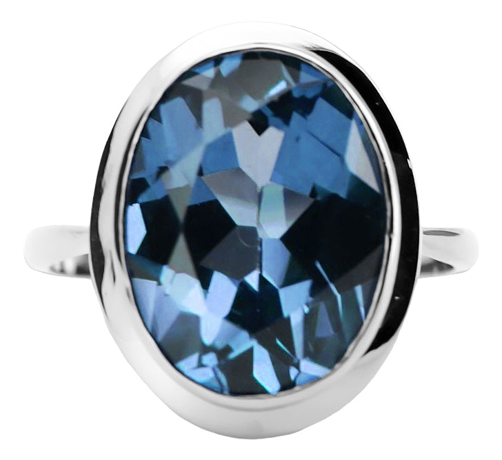 Vintage Aquamarine Ring in Sterling Silver (vrc285s-aq) — side view showing the setting
