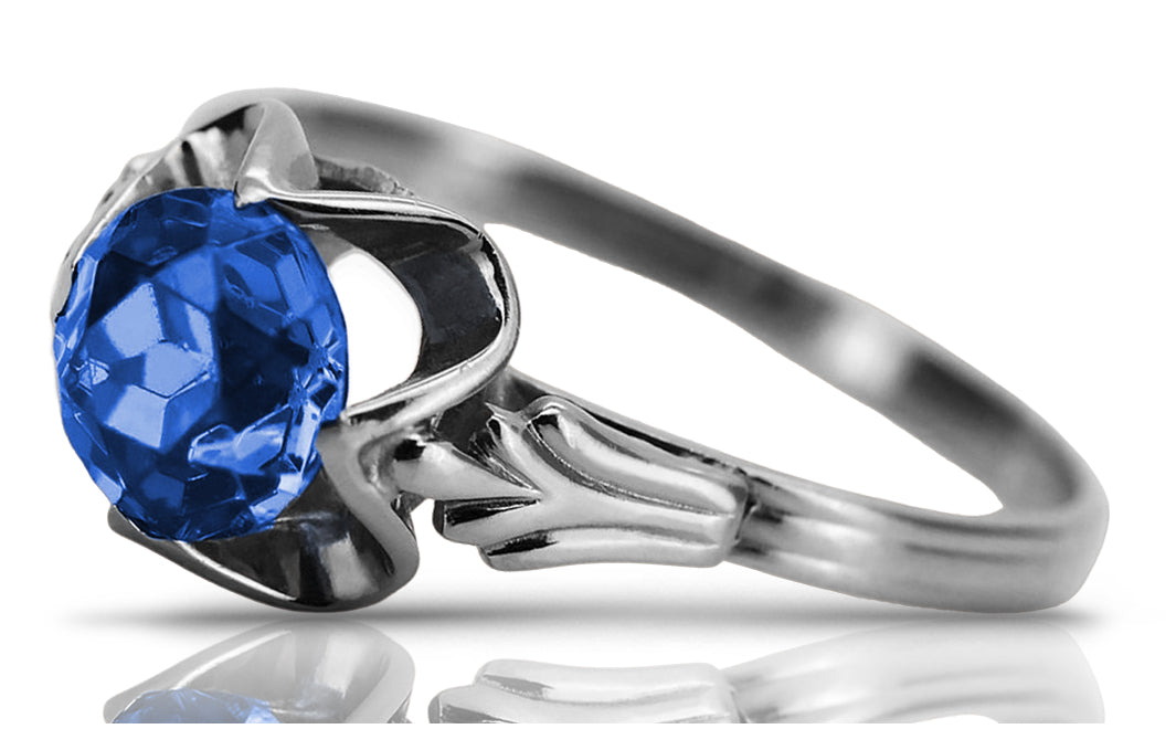 Vintage Sapphire Ring in Sterling Silver (vrc023s-sp)