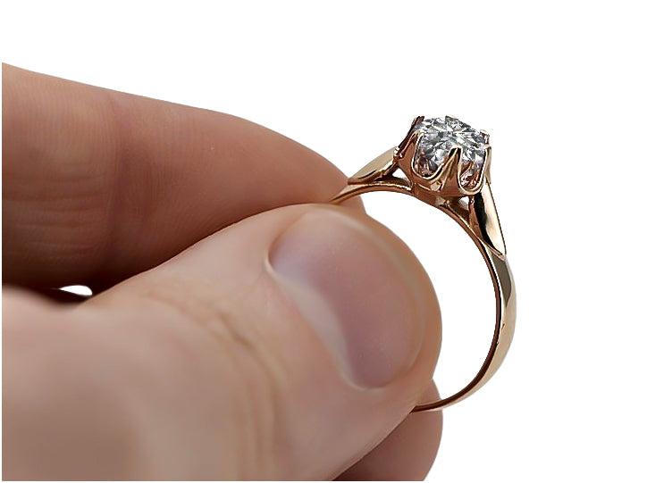 Vintage Zircon Cubic Ring in 14K Rose Gold (vrc122r-zi) — close-up of the hallmark on the inner band