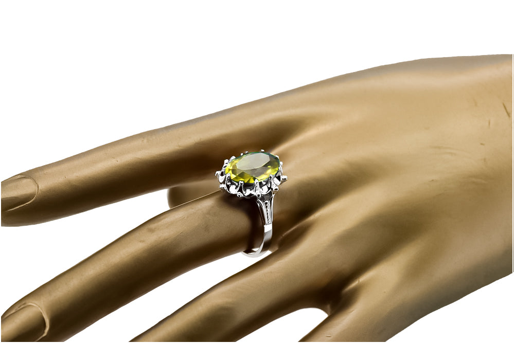 Vintage Yellow Peridot Ring in Sterling Silver (vrc079s-yp) — close-up of the hallmark on the inner band