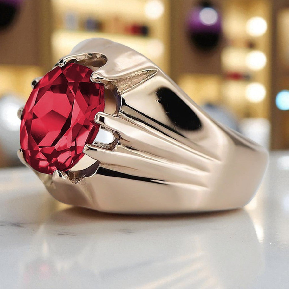 Vintage Ruby Ring in 14K Rose Gold (vrc016r-rb)