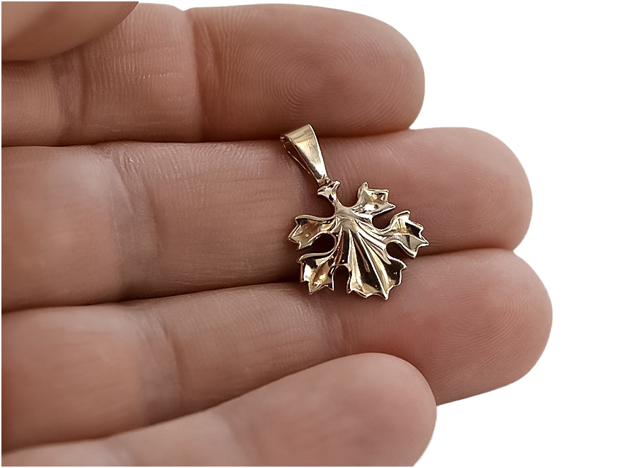 Vintage Leaf Pendant in 14K Rose Gold (vpn077) — view 2