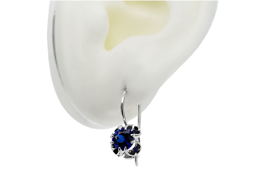 Vintage Sapphire Earrings in Sterling Silver (vec035s-sp) — close-up of the hallmark on the inner band