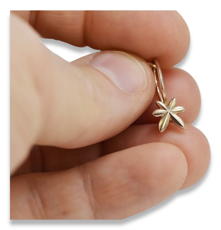 Vintage Leaf Earrings in 14K Rose Gold (ven118) — view 3