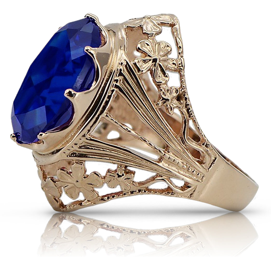 Vintage Sapphire Ring in 14K Rose Gold (vrc031r-sp) — full view of the piece