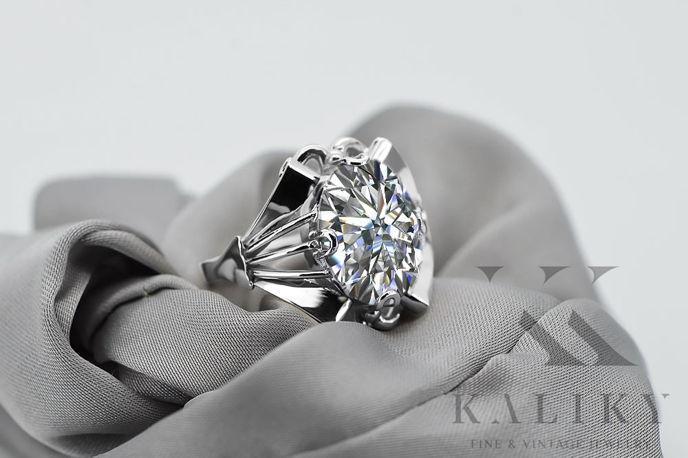 Vintage Zircon Cubic Ring in Sterling Silver (vrc015s-zi) — worn on the neckline, showing the drape