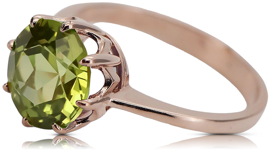 Vintage Yellow Peridot Craft Ring in 14K Rose Gold (vrc157r-yp) — worn on the neckline, showing the drape