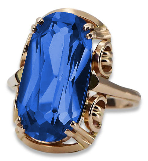 Vintage Sapphire Ring in 14K Rose Gold (vrc038r-sp) — worn on the hand, showing profile