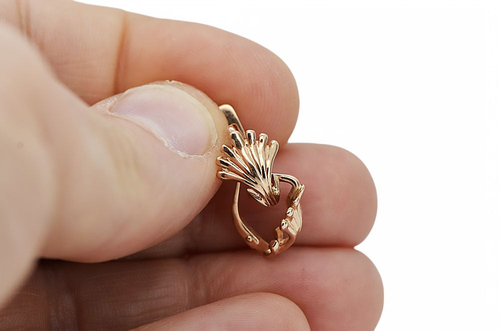 Vintage Leaf Earrings in 14K Rose Gold (ven211) — view 4