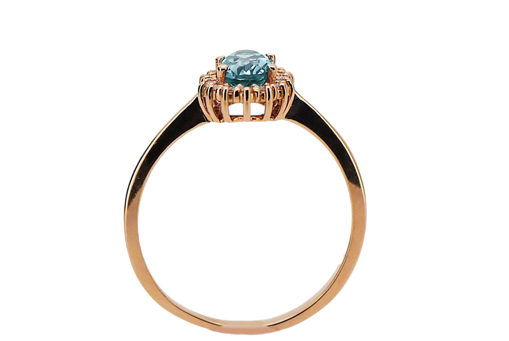 Vintage Aquamarine Craft Ring in 14K Rose Gold (crc009r-aq) — close-up of the hallmark on the inner band