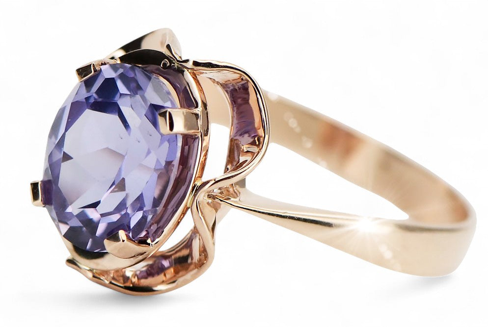 Vintage Alexandrite Ring in 14K Rose Gold (vrc206r-ax) — full view of the piece