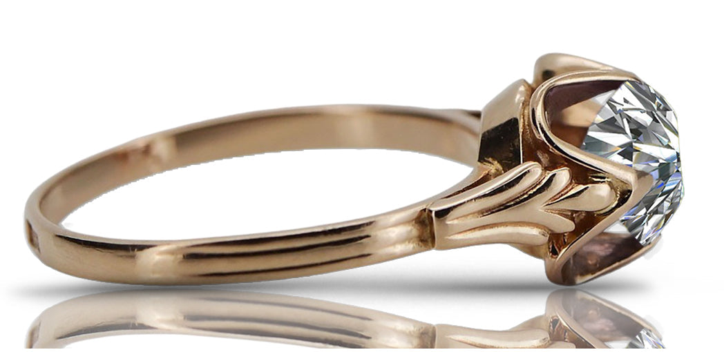 Vintage Zircon Cubic Ring in 14K Rose Gold (vrc023r-zi) — side view showing the setting