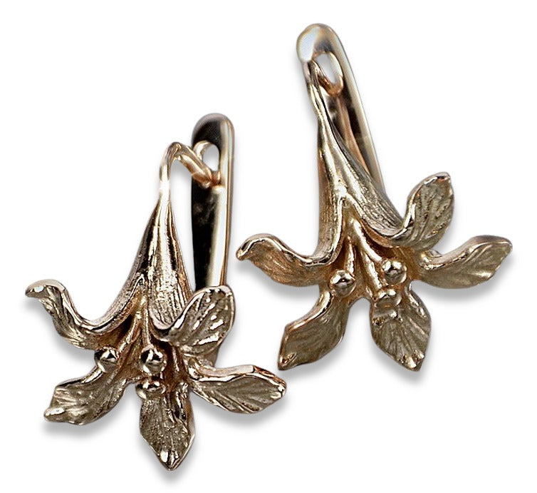 Vintage Flower Earrings in Rose Gold-Plated Sterling Silver (ven222rp) — view 5