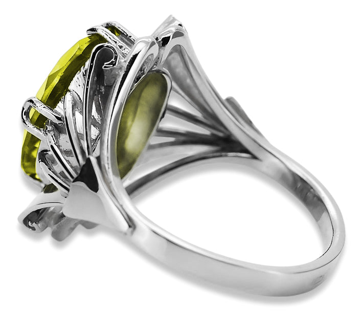 Vintage Yellow Peridot Ring in Sterling Silver (vrc015s-yp) — full view of the piece