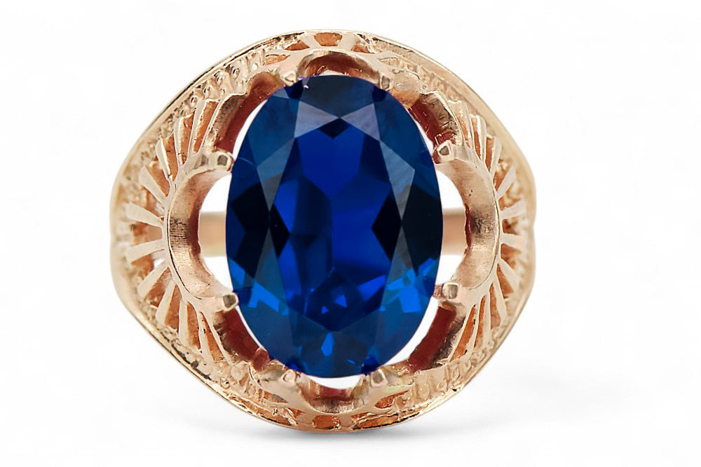 Vintage Sapphire Ring in 14K Rose Gold (vrc003r-sp) — close-up of the hallmark on the inner band