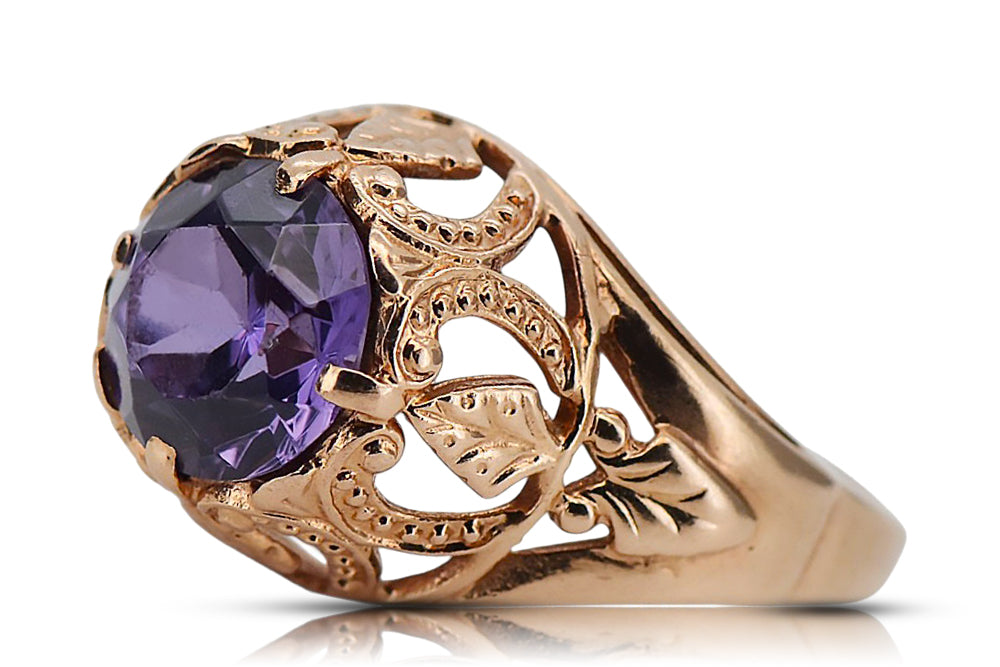 Vintage Alexandrite Ring in 14K Rose Gold (vrc080r-ax) — back view with the clasp