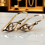 Vintage Leaf Earrings in 14K Rose Gold (ven252)