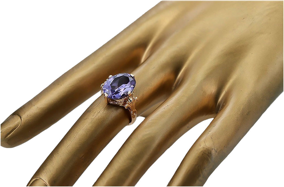 Vintage Alexandrite Craft Ring in 14K Rose Gold (vrc369r-ax) — side view showing the setting