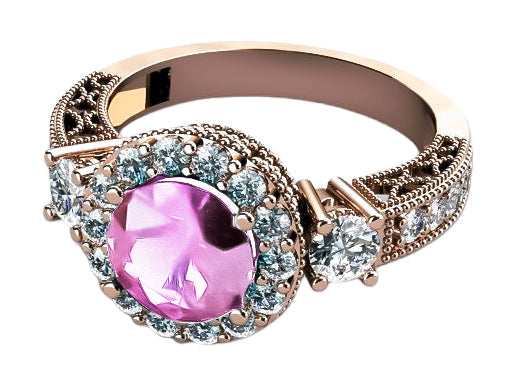 Vintage Amethyst Ring in 14K Rose Gold (crc003r-am) — side view showing the setting