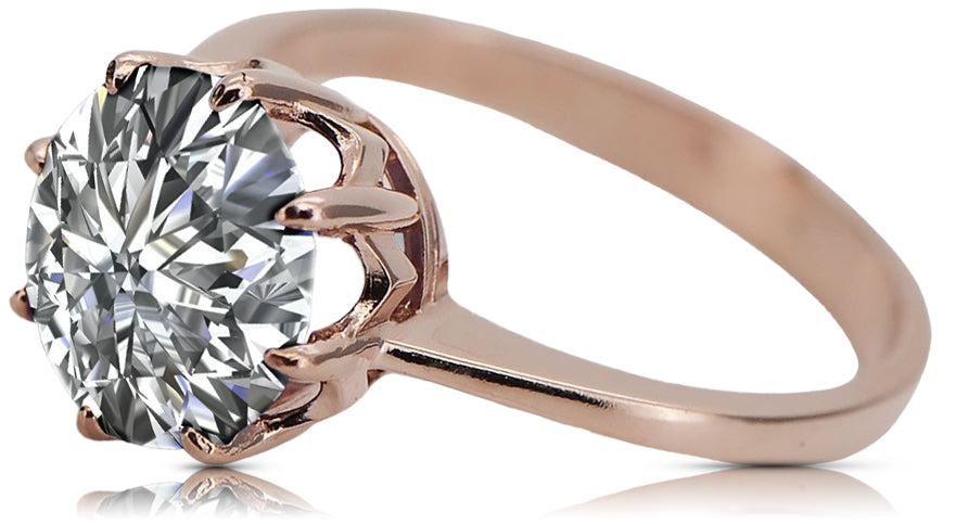 Vintage Zircon Ring in 14K Rose Gold (vrc157r-zi) — worn on the neckline, showing the drape