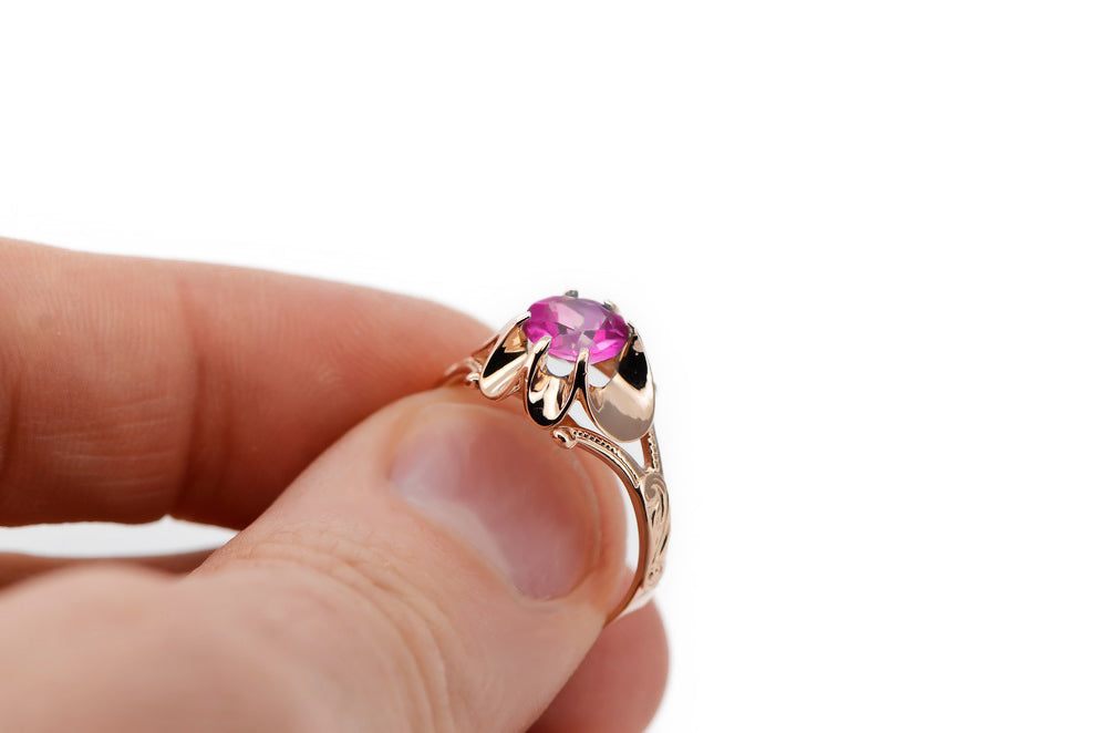 Vintage Amethyst Craft Ring in 14K Rose Gold (vrc377r-am) — full view of the piece