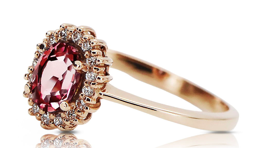 Vintage Ruby Ring in 14K Rose Gold (crc009r-rb) — back view with the clasp
