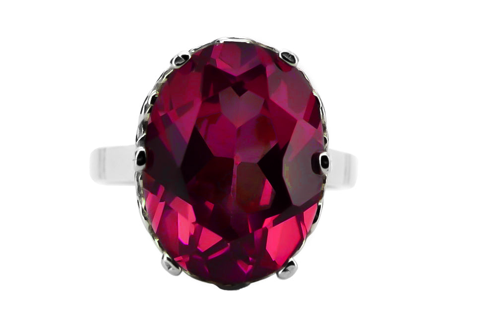 Vintage Ruby Oval Polish Ring in Sterling Silver (vrc130s-rb) — full view of the piece