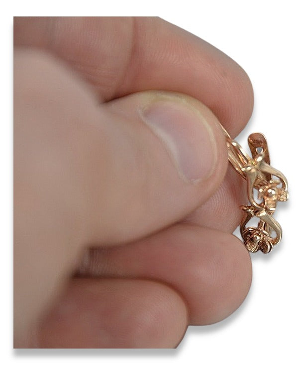Vintage Flower Earrings in 14K Rose Gold (ven166) — view 3