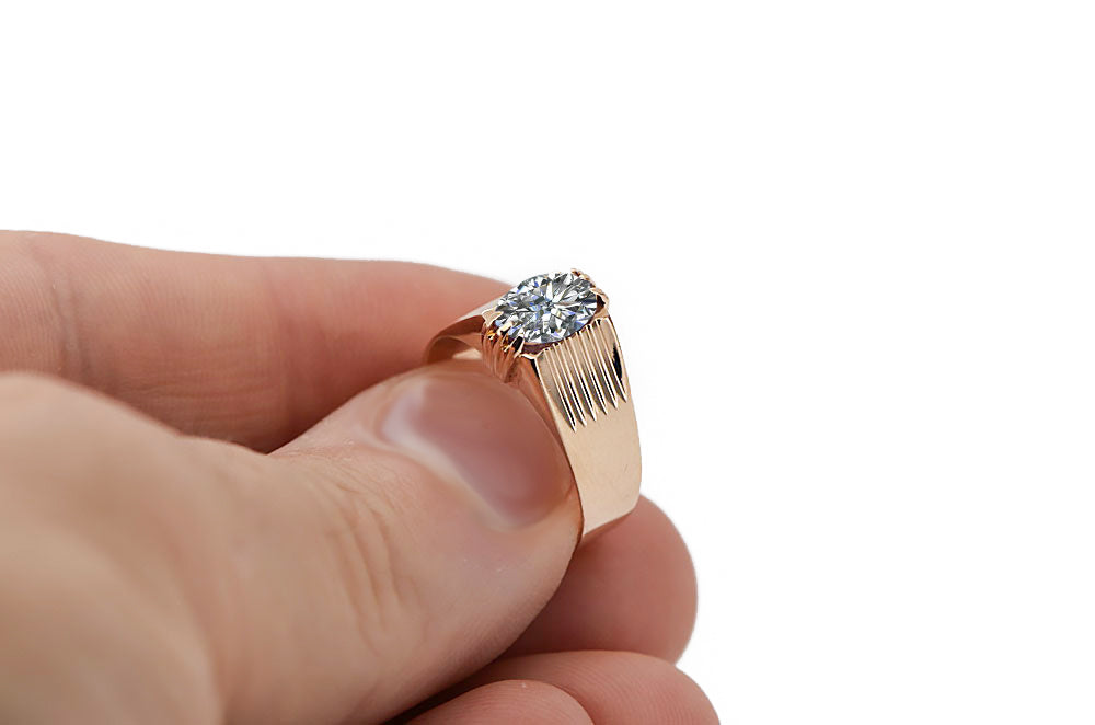 Vintage Zircon Craft Ring in 14K Rose Gold (vrc007r-zi) — side view showing the setting