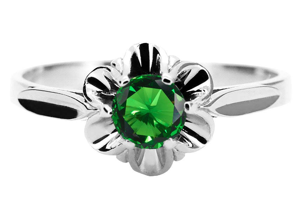Vintage Emerald Craft Ring in Sterling Silver (vrc004s-em) — full view of the piece