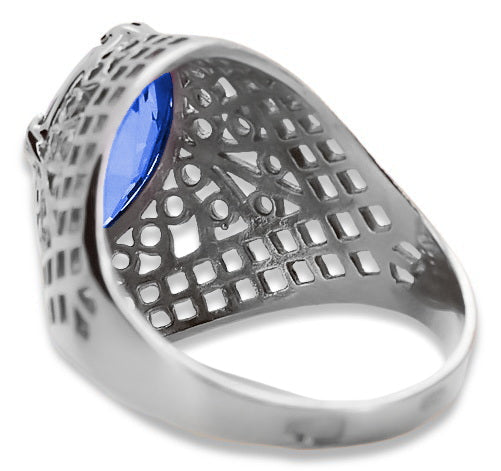 Vintage Sapphire Ring in Sterling Silver (vrc030s-sp) — close-up of the hallmark on the inner band