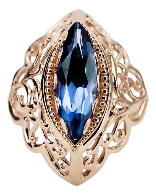 Vintage Sapphire Ring in 14K Rose Gold (vrc017r-sp) — full view of the piece