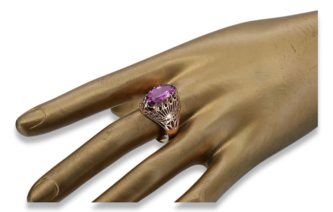 Vintage Amethyst Ring in 14K Rose Gold (vrc020r-am) — full view of the piece