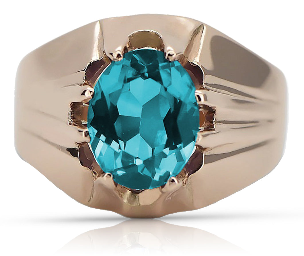 Vintage Aquamarine Ring in 14K Rose Gold (vrc016r-aq) — side view showing the setting