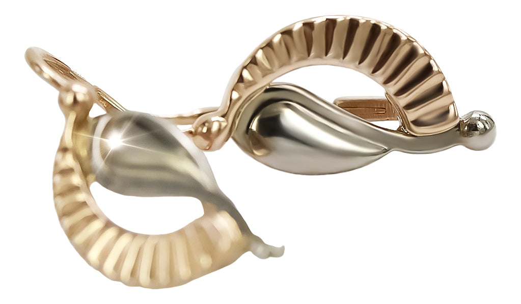 Vintage Leaf Earrings in 14K Rose Gold (ven065) — view 5