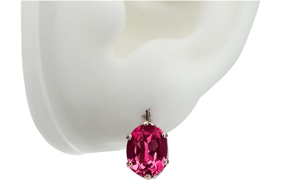 Vintage Ruby Earrings in 14K Rose Gold (vec003r-rb) — worn on the hand, showing profile