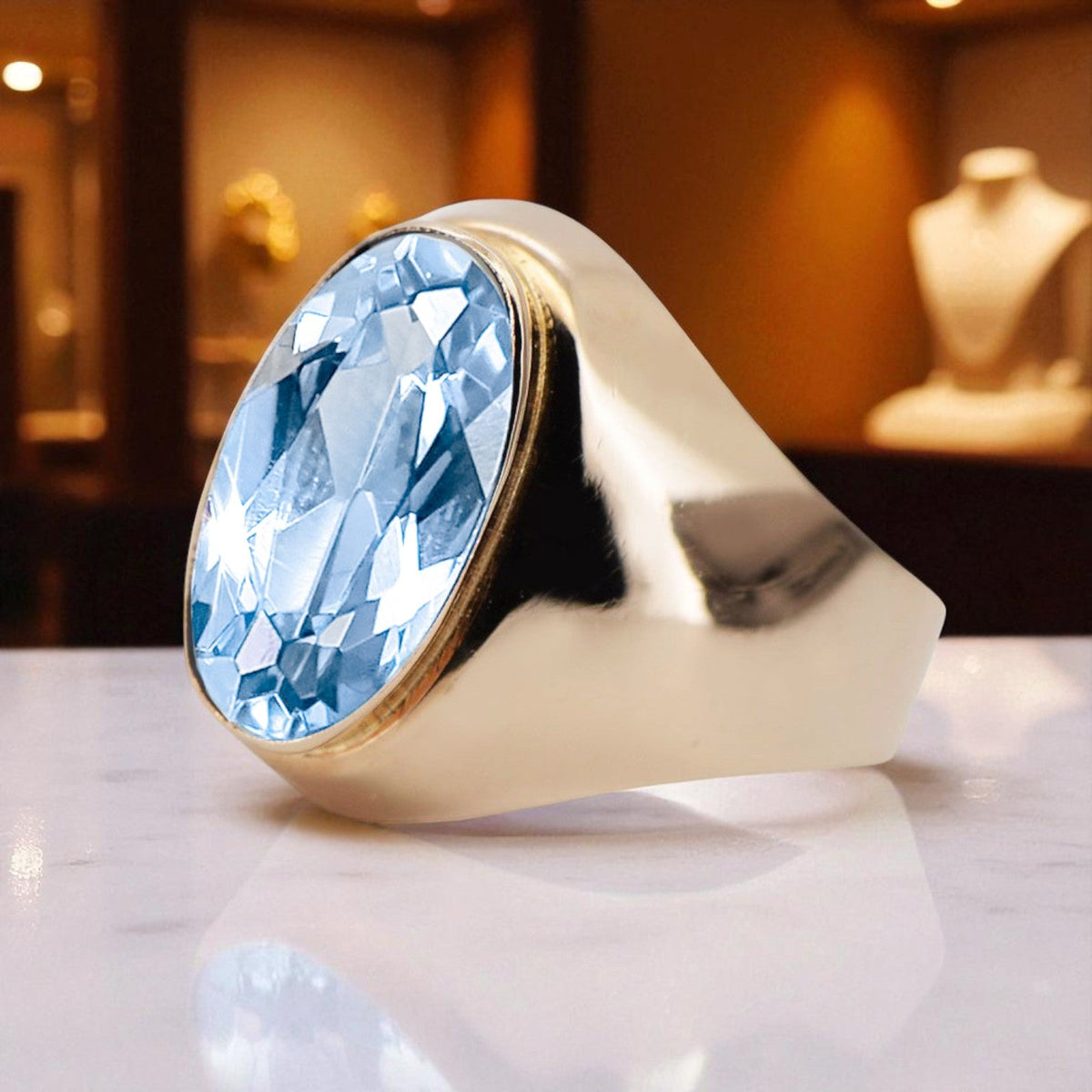 Vintage Aquamarine Ring in 14K Rose Gold (vrc077r-aq)