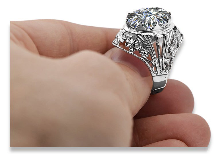 Vintage Zircon Ring in Sterling Silver (vrc031s-zi) — close-up of the hallmark on the inner band