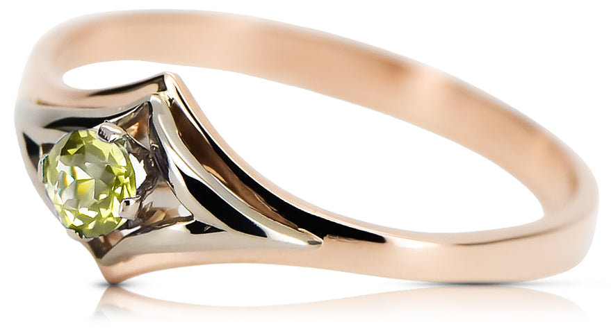 Vintage Yellow Peridot Craft Ring in 14K Rose Gold (vrc351r-yp) — worn on the neckline, showing the drape