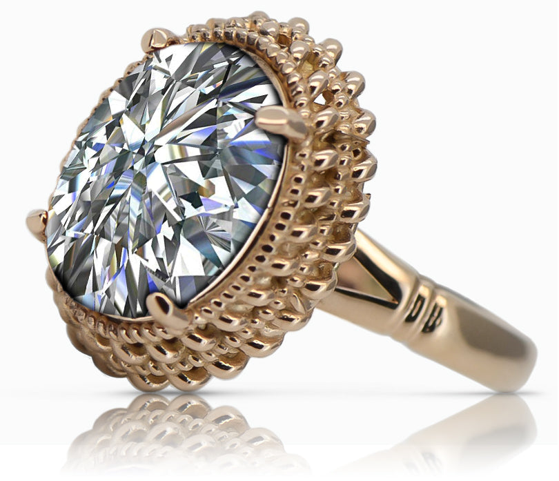 Vintage Zircon Cubic Ring in 14K Rose Gold (vrc068r-zi) — full view of the piece